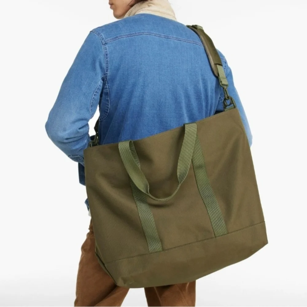 L.L. Bean Olive Canvas Tote with Green Straps